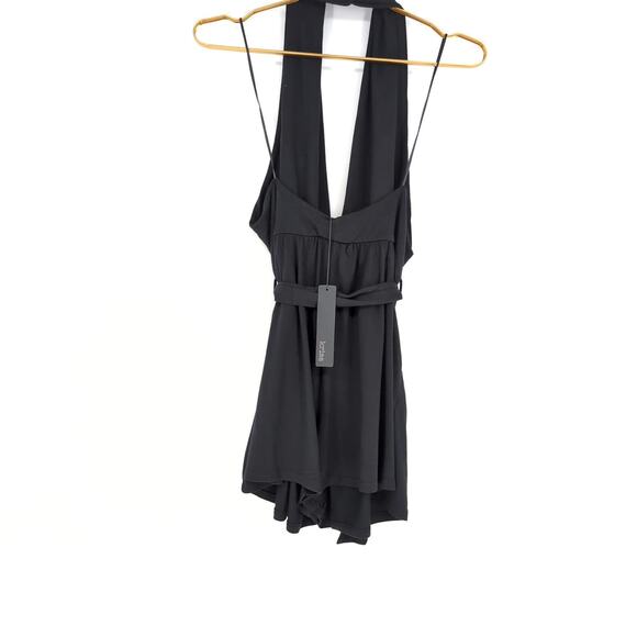 Krisa Revolve Black Siro Micro Modal Halter Romper with Pockets - Size M - NWT - Picture 12 of 13